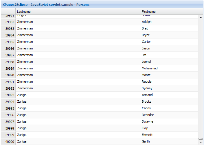 Ext JS 4 grid with 40.000 persons read from the Notes database